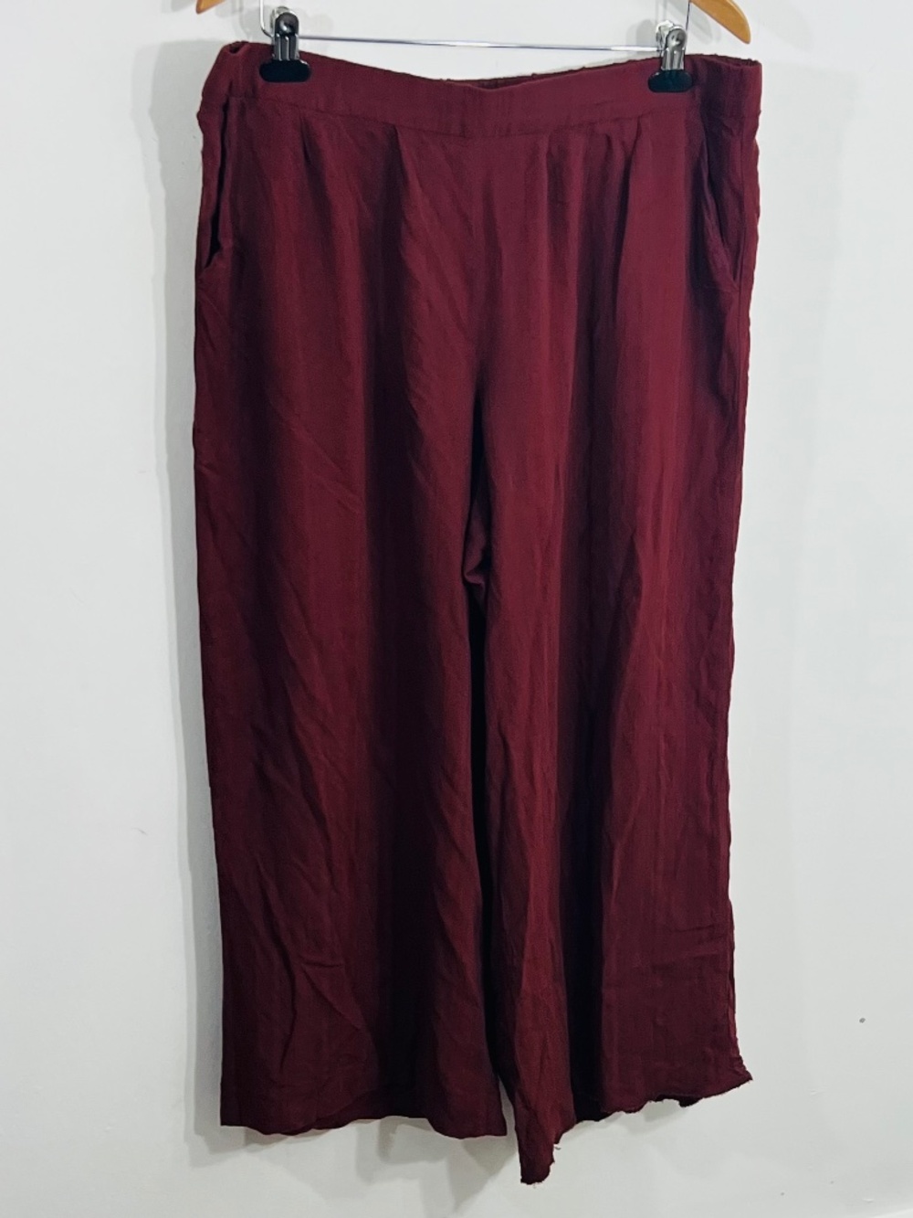 A.N.A. Maroon Wide Leg Casual Pull On Stretch Elastic Waist Casual Boho Pants XL